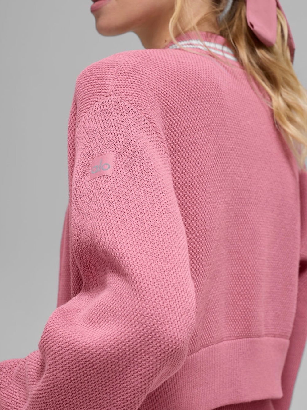 ALO Yoga Rose Varsity Knit Bomber Jacket - Picture 5 of 10